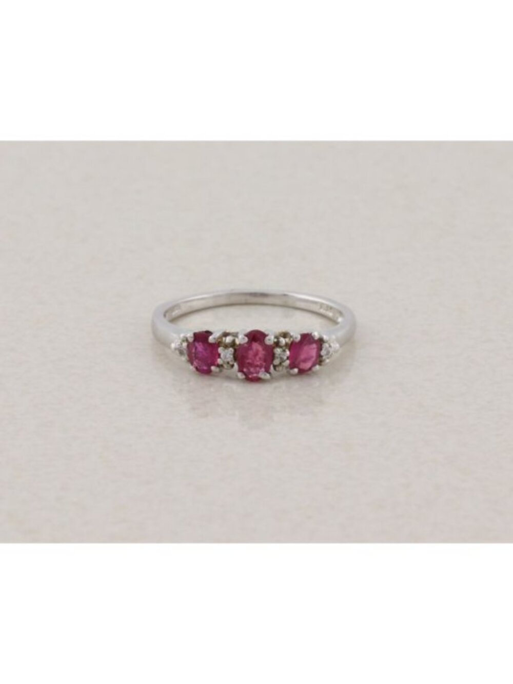 Sterling Silver Natural Ruby and White Zircon Ring Size 6 1/4 Woman Teen Child